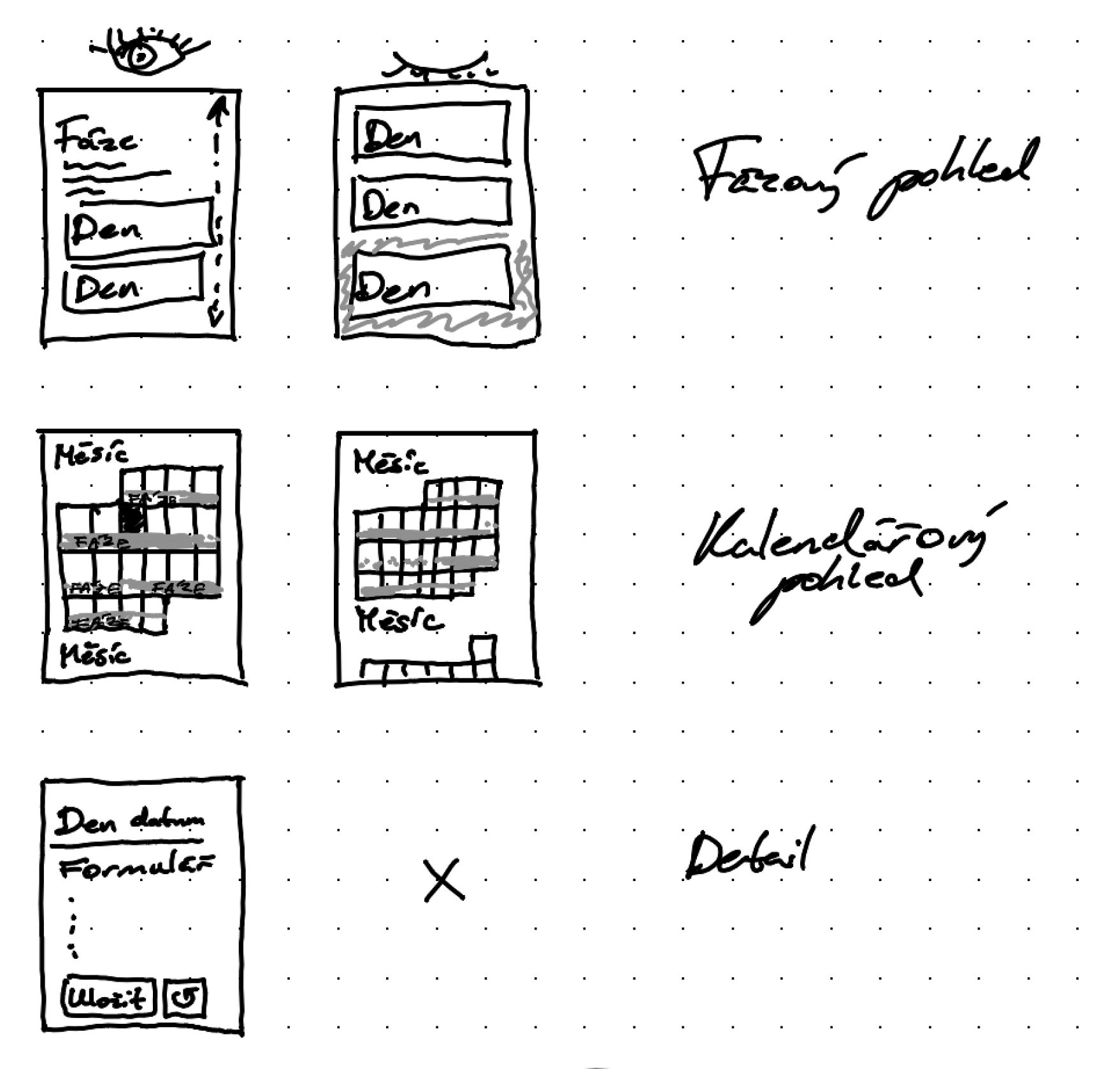 Náčrty druhé verze LoFi